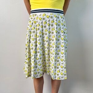 J. Crew Lemon Print Midi Pleated Skirt 00